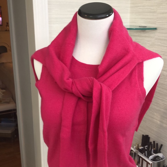 New, w/o tags. Lord & Taylor cashmere cardigan set. Bright Pink. Sz Small. - Picture 2 of 5